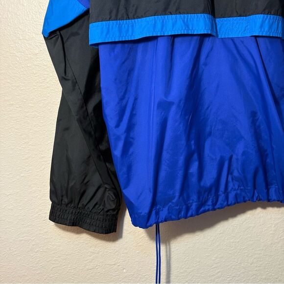 Cheetah Vintage Black Blue  Windbreaker Men L Full Zip Vinted Pockets Hood. - Picture 8 of 12